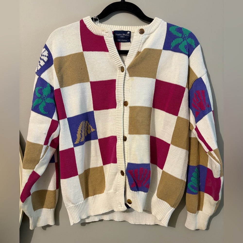Vintage Checkered shell knit cardigan